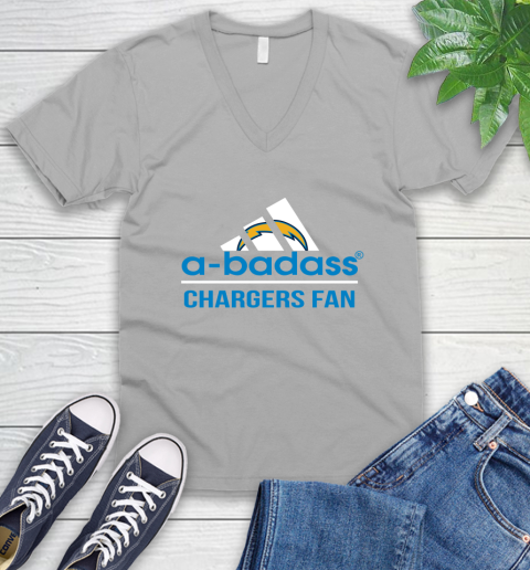 NFL A Badass Los Angeles Chargers Fan Adidas Football Sports V-Neck T-Shirt nfl a badass los angeles chargers fan adidas football sports v neck t shirt 8412 wofip