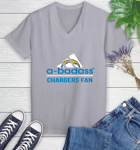 NFL A Badass Los Angeles Chargers Fan Adidas Football Sports Women's V-Neck T-Shirt nfl a badass los angeles chargers fan adidas football sports womens v neck t shirt 2005 ahbub