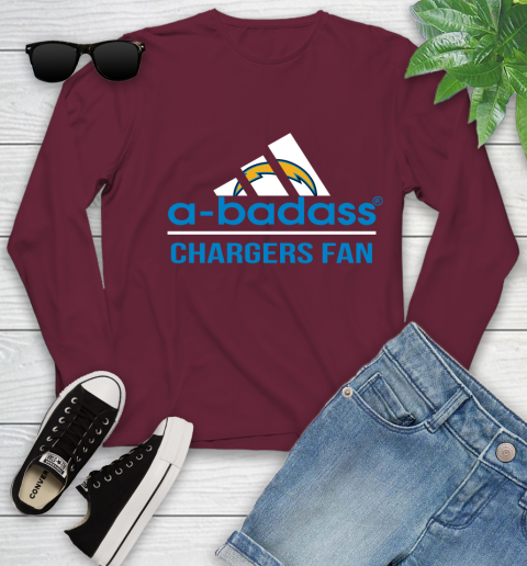 NFL A Badass Los Angeles Chargers Fan Adidas Football Sports Youth Long Sleeve nfl a badass los angeles chargers fan adidas football sports youth long sleeve 7914
