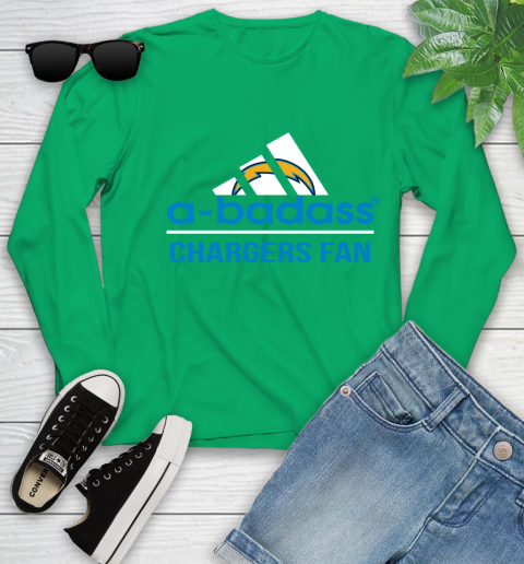 NFL A Badass Los Angeles Chargers Fan Adidas Football Sports Youth Long Sleeve nfl a badass los angeles chargers fan adidas football sports youth long sleeve 9487 0kil9