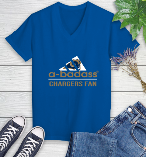 NFL A Badass Los Angeles Rams Fan Adidas Football Sports Women's V-Neck T-Shirt nfl a badass los angeles rams fan adidas football sports womens v neck t shirt 1052 kubbd