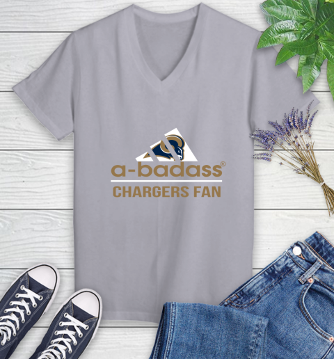 NFL A Badass Los Angeles Rams Fan Adidas Football Sports Women's V-Neck T-Shirt nfl a badass los angeles rams fan adidas football sports womens v neck t shirt 3498 v7n1p