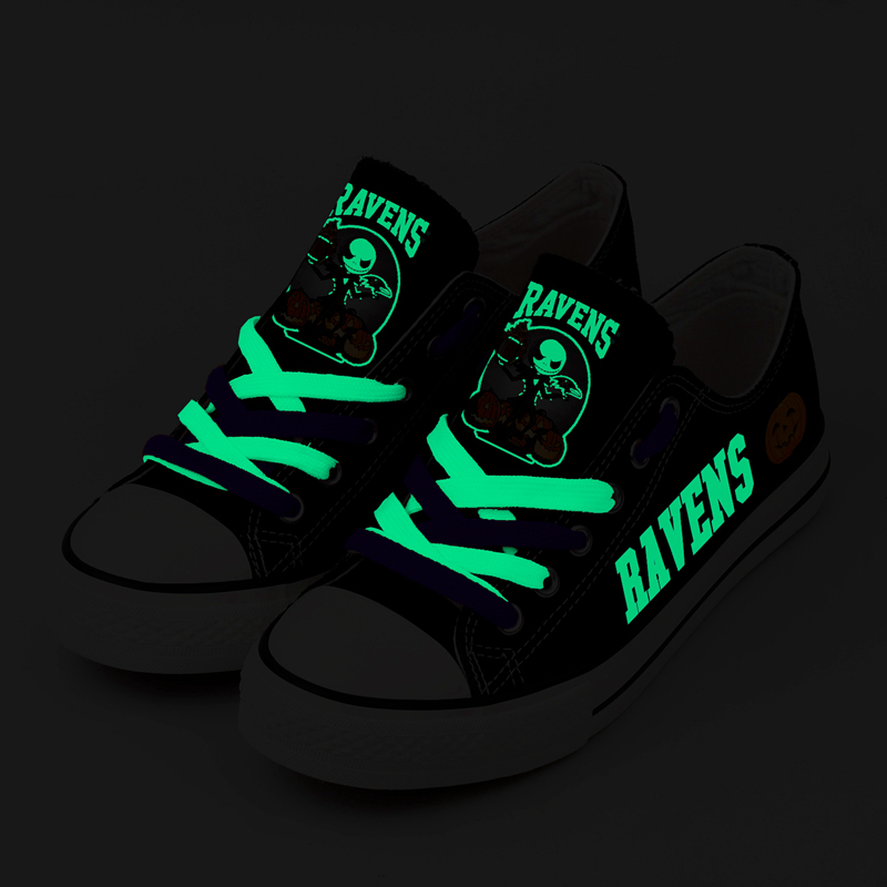 NFL Baltimore Ravens Halloween Design Jack Skellington Printed Canvas Shoes Sneakers T-DWAM005HY