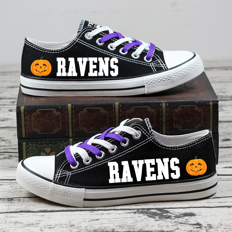 NFL Baltimore Ravens Halloween Design Jack Skellington Printed Canvas Shoes Sneakers T-DWAM005HY
