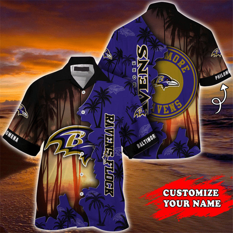 NFL Baltimore Ravens Hawaiian Shirt Customize Your Name nfl baltimore ravens hawaiian shirt customize your name 2135 fczu5