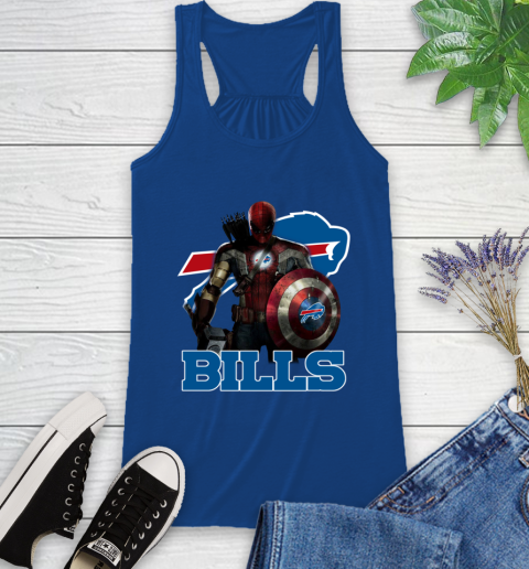NFL Captain America Thor Spider Man Hawkeye Avengers Endgame Football Buffalo Bills Racerback Tank nfl captain america thor spider man hawkeye avengers endgame football buffalo bills racerback tank 9374 fic1c