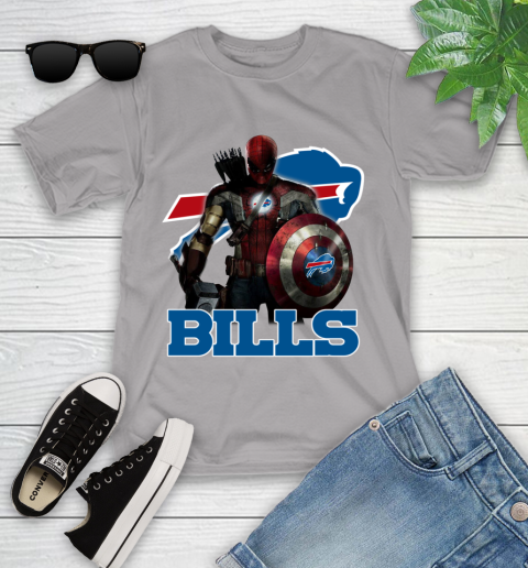 NFL Captain America Thor Spider Man Hawkeye Avengers Endgame Football Buffalo Bills Youth T-Shirt nfl captain america thor spider man hawkeye avengers endgame football buffalo bills youth t shirt 4003 8ehs4