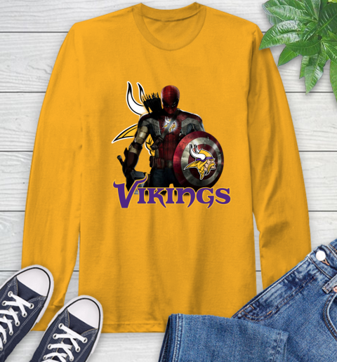 NFL Captain America Thor Spider Man Hawkeye Avengers Endgame Football Minnesota Vikings Long Sleeve T-Shirt nfl captain america thor spider man hawkeye avengers endgame football minnesota vikings long sleeve t shirt 1129 zwnya