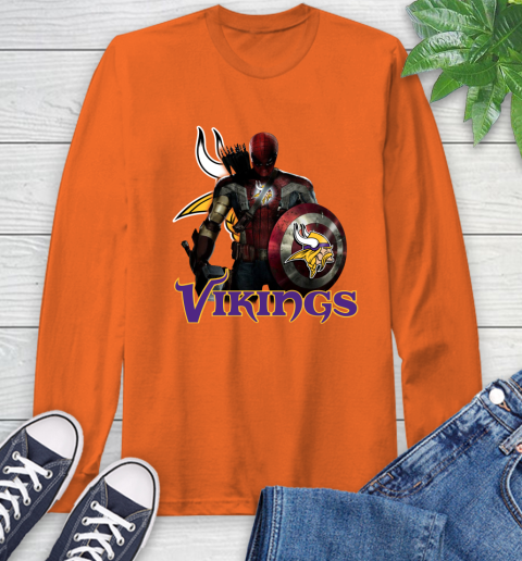 NFL Captain America Thor Spider Man Hawkeye Avengers Endgame Football Minnesota Vikings Long Sleeve T-Shirt nfl captain america thor spider man hawkeye avengers endgame football minnesota vikings long sleeve t shirt 1244 9ybga