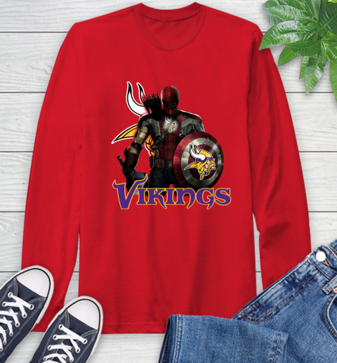 NFL Captain America Thor Spider Man Hawkeye Avengers Endgame Football Minnesota Vikings Long Sleeve T-Shirt nfl captain america thor spider man hawkeye avengers endgame football minnesota vikings long sleeve t shirt 2533 eol8d