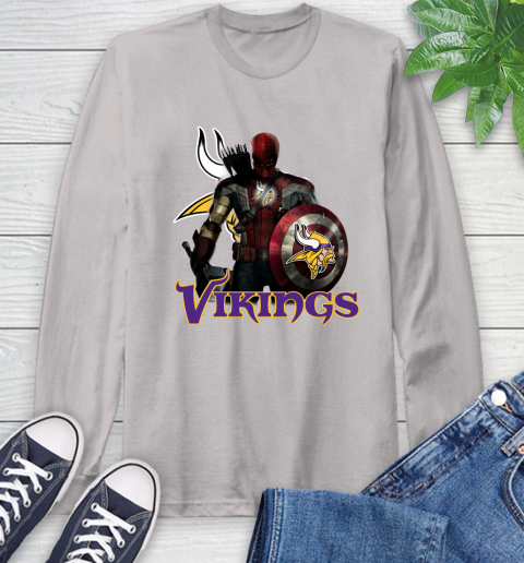 NFL Captain America Thor Spider Man Hawkeye Avengers Endgame Football Minnesota Vikings Long Sleeve T-Shirt nfl captain america thor spider man hawkeye avengers endgame football minnesota vikings long sleeve t shirt 8494