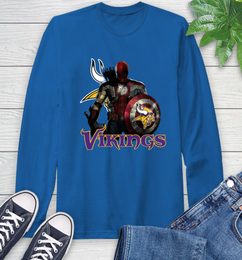 NFL Captain America Thor Spider Man Hawkeye Avengers Endgame Football Minnesota Vikings Long Sleeve T-Shirt nfl captain america thor spider man hawkeye avengers endgame football minnesota vikings long sleeve t shirt 9515 2jwld