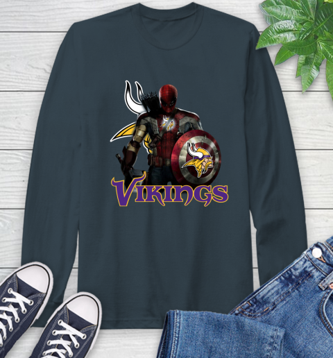 NFL Captain America Thor Spider Man Hawkeye Avengers Endgame Football Minnesota Vikings Long Sleeve T-Shirt nfl captain america thor spider man hawkeye avengers endgame football minnesota vikings long sleeve t shirt 9838 erjqy