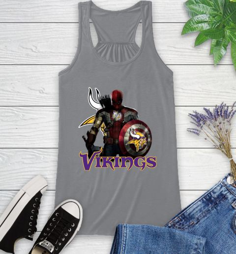 NFL Captain America Thor Spider Man Hawkeye Avengers Endgame Football Minnesota Vikings Racerback Tank nfl captain america thor spider man hawkeye avengers endgame football minnesota vikings racerback tank 1945 3e82w