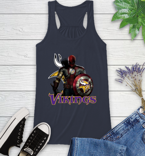 NFL Captain America Thor Spider Man Hawkeye Avengers Endgame Football Minnesota Vikings Racerback Tank nfl captain america thor spider man hawkeye avengers endgame football minnesota vikings racerback tank 4941