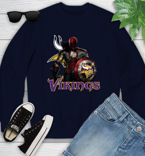 NFL Captain America Thor Spider Man Hawkeye Avengers Endgame Football Minnesota Vikings Youth Sweatshirt nfl captain america thor spider man hawkeye avengers endgame football minnesota vikings youth sweatshirt 8494 sopei