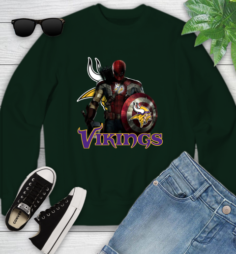 NFL Captain America Thor Spider Man Hawkeye Avengers Endgame Football Minnesota Vikings Youth Sweatshirt nfl captain america thor spider man hawkeye avengers endgame football minnesota vikings youth sweatshirt 8532 myhwk