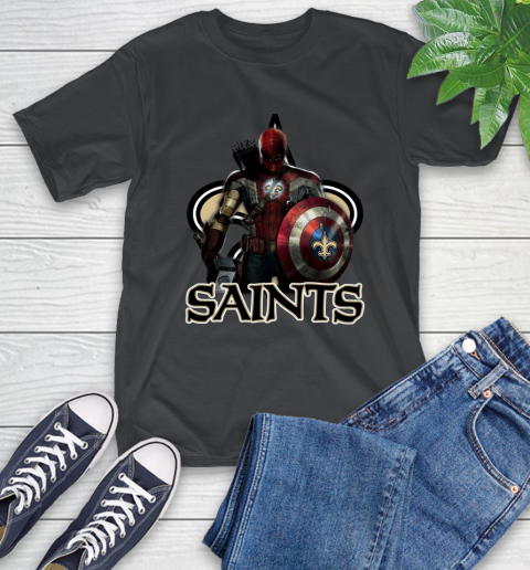 NFL Captain America Thor Spider Man Hawkeye Avengers Endgame Football New Orleans Saints T-Shirt nfl captain america thor spider man hawkeye avengers endgame football new orleans saints t shirt 1052 9pm48