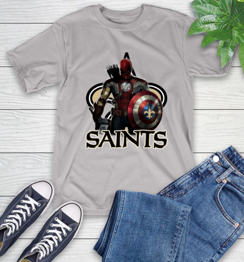 NFL Captain America Thor Spider Man Hawkeye Avengers Endgame Football New Orleans Saints T-Shirt nfl captain america thor spider man hawkeye avengers endgame football new orleans saints t shirt 3816 1cq6n