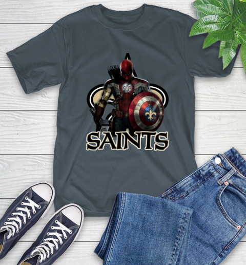 NFL Captain America Thor Spider Man Hawkeye Avengers Endgame Football New Orleans Saints T-Shirt nfl captain america thor spider man hawkeye avengers endgame football new orleans saints t shirt 4377 5fgdi