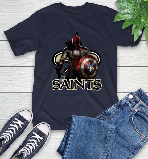 NFL Captain America Thor Spider Man Hawkeye Avengers Endgame Football New Orleans Saints T-Shirt nfl captain america thor spider man hawkeye avengers endgame football new orleans saints t shirt 6845