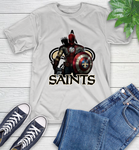 NFL Captain America Thor Spider Man Hawkeye Avengers Endgame Football New Orleans Saints T-Shirt nfl captain america thor spider man hawkeye avengers endgame football new orleans saints t shirt 7540 fh95k