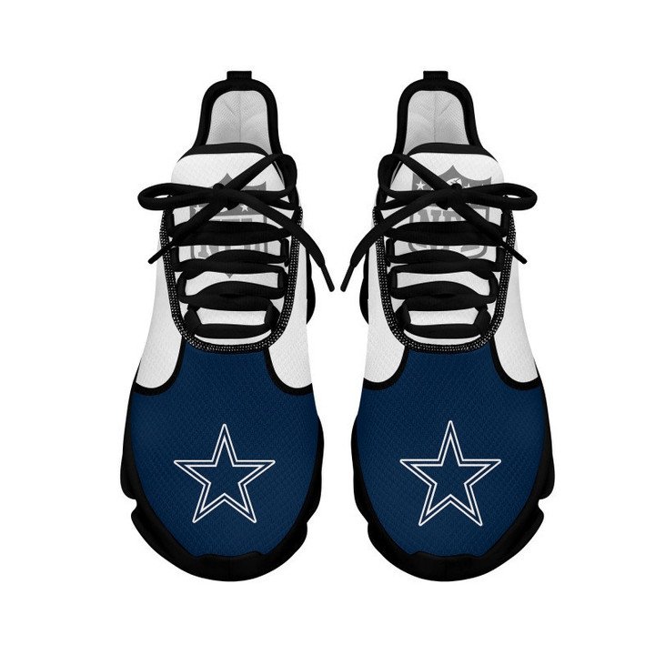 NFL Dallas Cowboys Blue White Stripes Logo Sneakers Max Soul Shoes Sneakers - Yeezy Store