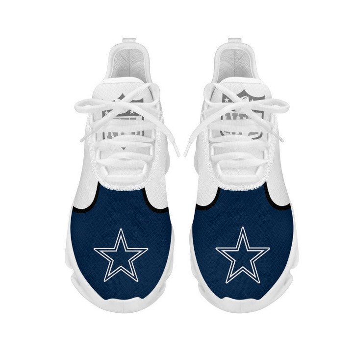 NFL Dallas Cowboys Blue White Stripes Logo Sneakers Max Soul Shoes Sneakers - Yeezy Store
