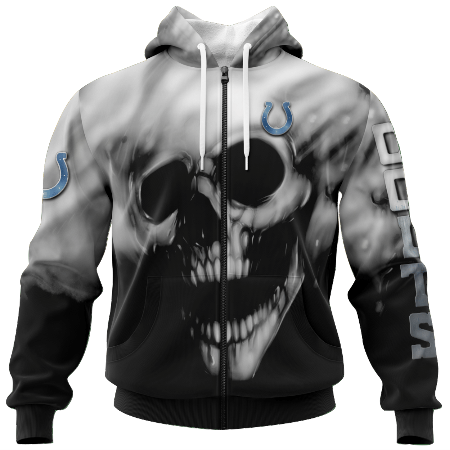 NFL Printed Indianapolis Colts Skull Hoodies Custom Name & Number nfl printed indianapolis colts skull hoodies custom name %26 number 2373 v8r89