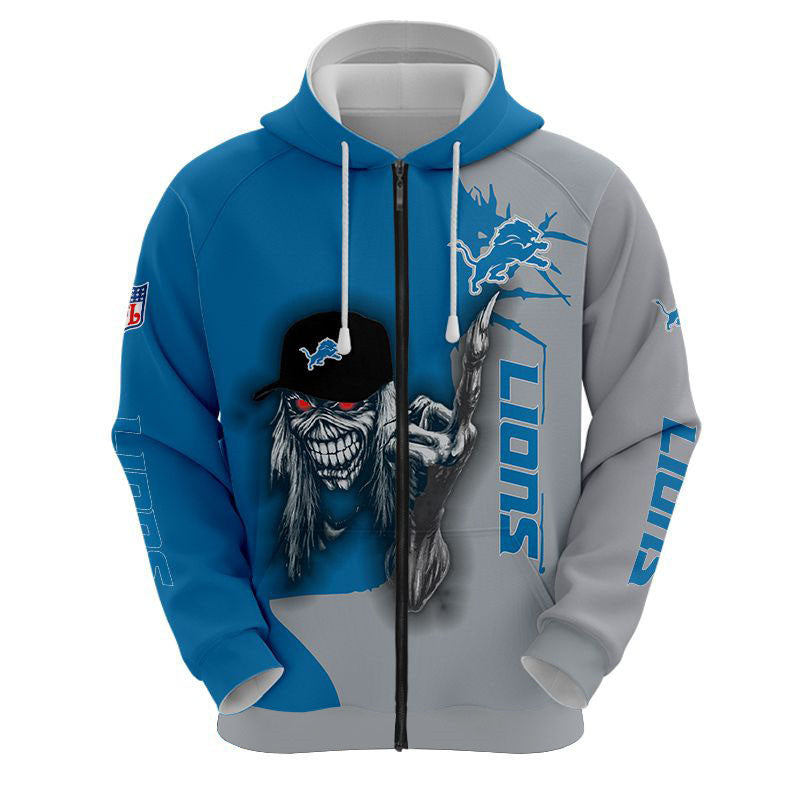 NFL Printed Iron Maiden Detroit Lions Zip Up Hoodies Pullover Hoodies  nfl printed iron maiden detroit lions zip up hoodies pullover hoodies 8487 hhsd6