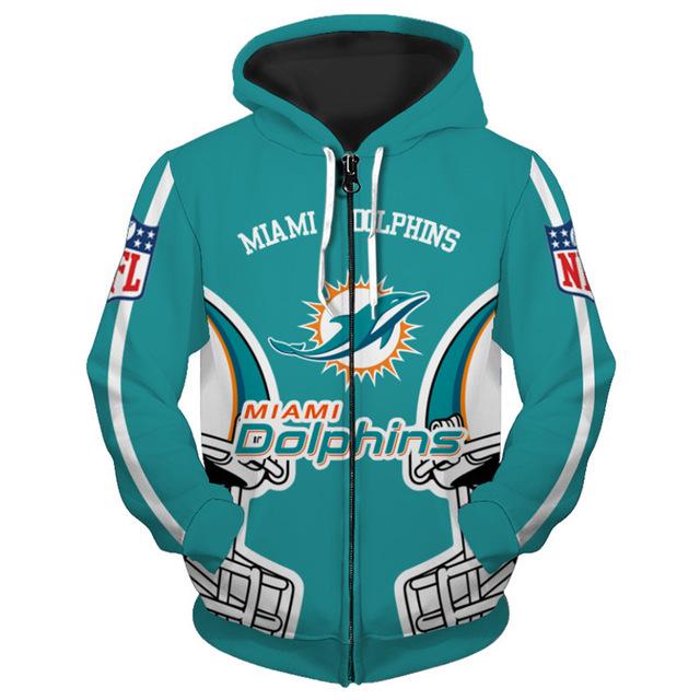 NFL Printed Miami Dolphins Zip Up Hoodies 3D Sweatshirt Pullover nfl printed miami dolphins zip up hoodies 3d sweatshirt pullover 4487 f86uw