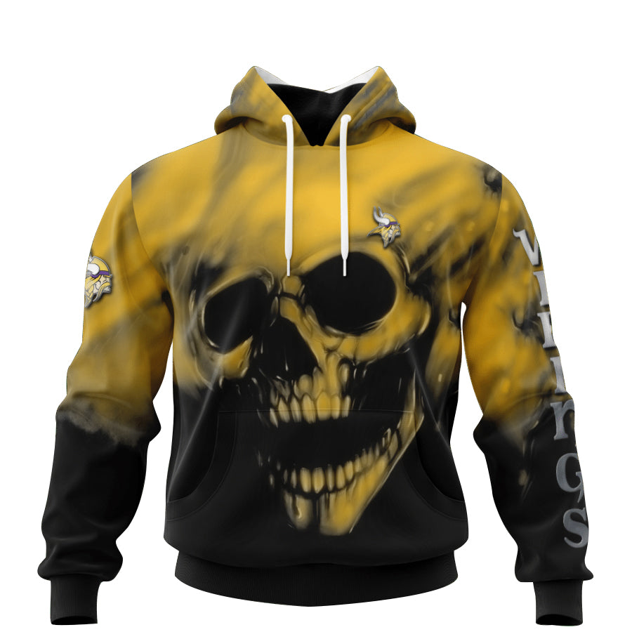 NFL Printed Minnesota Vikings Skull Hoodies Custom Name & Number nfl printed minnesota vikings skull hoodies custom name %26 number 2757 ykogg