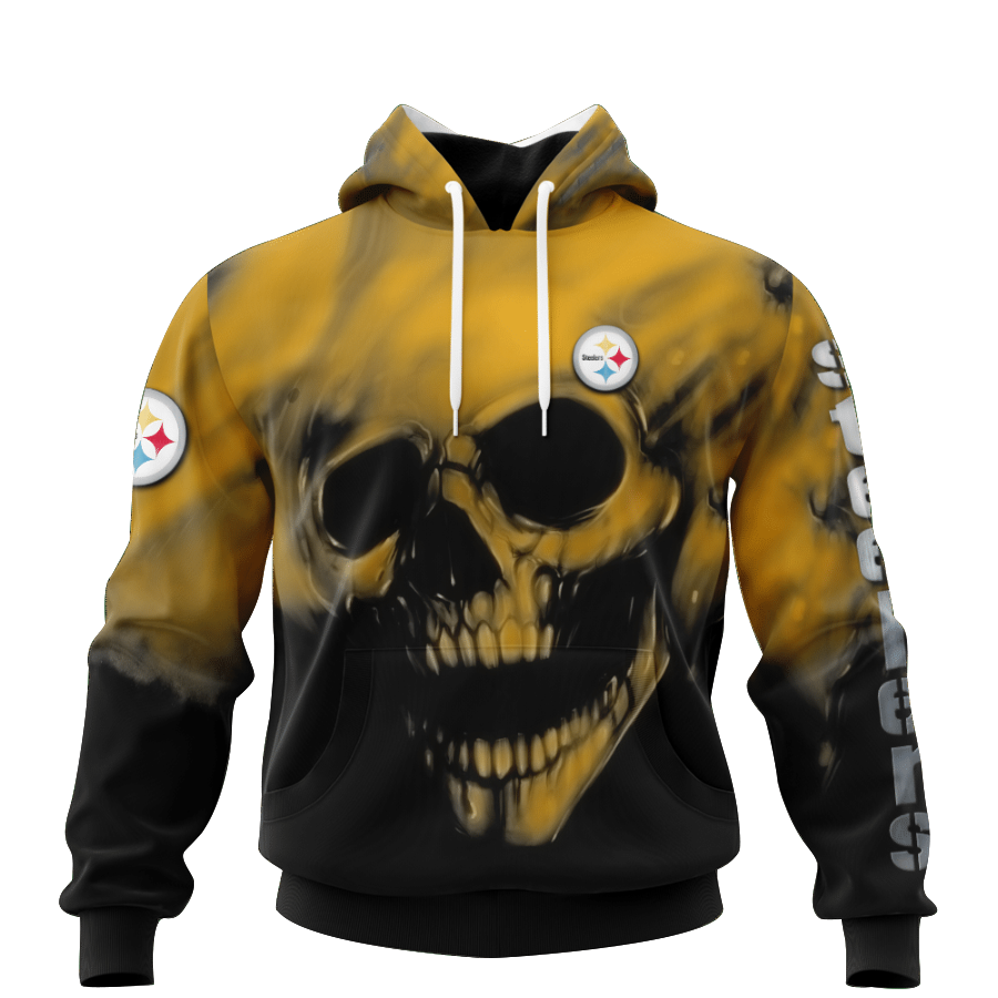 NFL Printed Pittsburgh Steelers Skull Hoodies Custom Name & Number nfl printed pittsburgh steelers skull hoodies custom name %26 number 8676 hq2l5