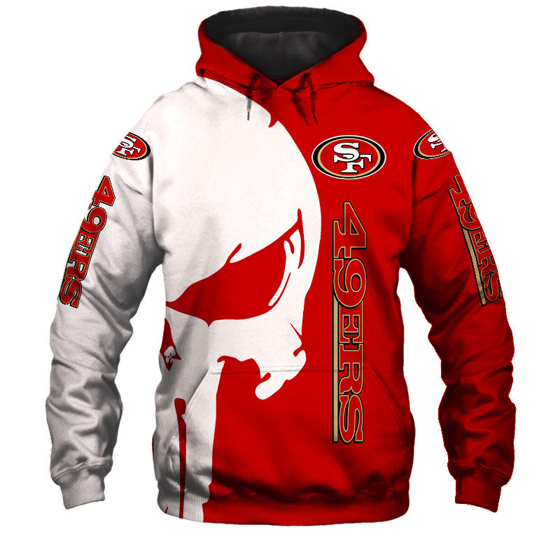 NFL Printed San Francisco 49ers Hoodies Skull Printed  nfl printed san francisco 49ers hoodies skull printed 4107 g1tas