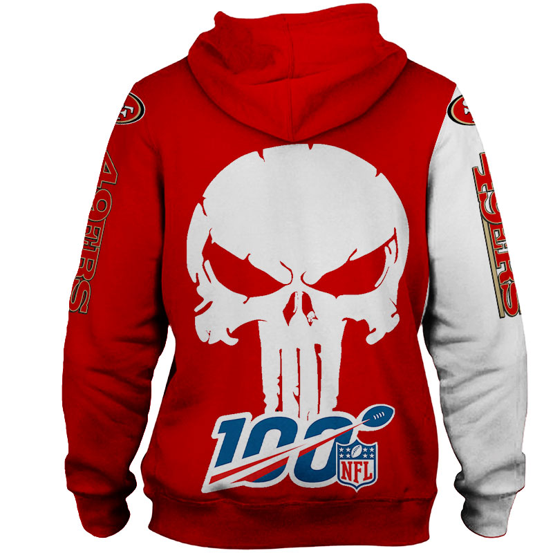 NFL Printed San Francisco 49ers Hoodies Skull Printed  nfl printed san francisco 49ers hoodies skull printed 4437 cy86p