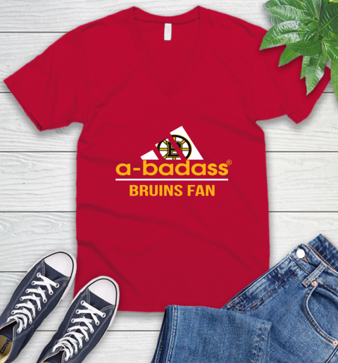 NHL A Badass Boston Bruins Fan Adidas Hockey Sports V-Neck T-Shirt nhl a badass boston bruins fan adidas hockey sports v neck t shirt 5003 5r1o4