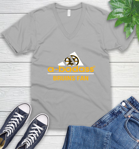 NHL A Badass Boston Bruins Fan Adidas Hockey Sports V-Neck T-Shirt nhl a badass boston bruins fan adidas hockey sports v neck t shirt 8243 keugu
