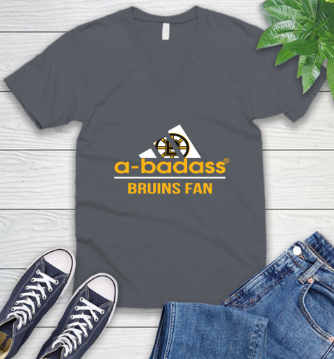 NHL A Badass Boston Bruins Fan Adidas Hockey Sports V-Neck T-Shirt nhl a badass boston bruins fan adidas hockey sports v neck t shirt 8612 pu6s3