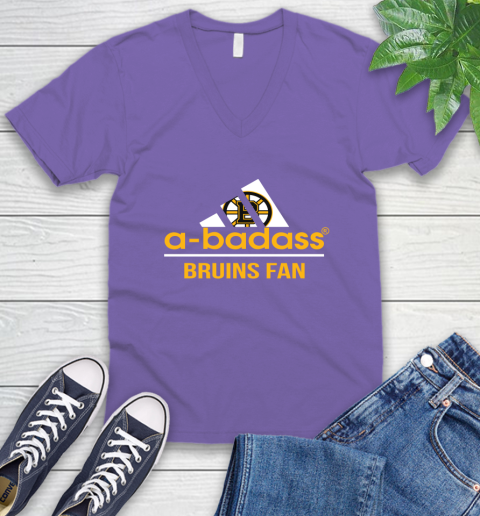 NHL A Badass Boston Bruins Fan Adidas Hockey Sports V-Neck T-Shirt nhl a badass boston bruins fan adidas hockey sports v neck t shirt 8884 ob00s