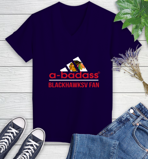 NHL A Badass Chicago Blackhawks Fan Adidas Hockey Sports Women's V-Neck T-Shirt nhl a badass chicago blackhawks fan adidas hockey sports womens v neck t shirt 7635