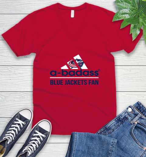 NHL A Badass Columbus Blue Jackets Fan Adidas Hockey Sports V-Neck T-Shirt nhl a badass columbus blue jackets fan adidas hockey sports v neck t shirt 7380 dd1k8