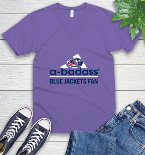 NHL A Badass Columbus Blue Jackets Fan Adidas Hockey Sports V-Neck T-Shirt nhl a badass columbus blue jackets fan adidas hockey sports v neck t shirt 8727