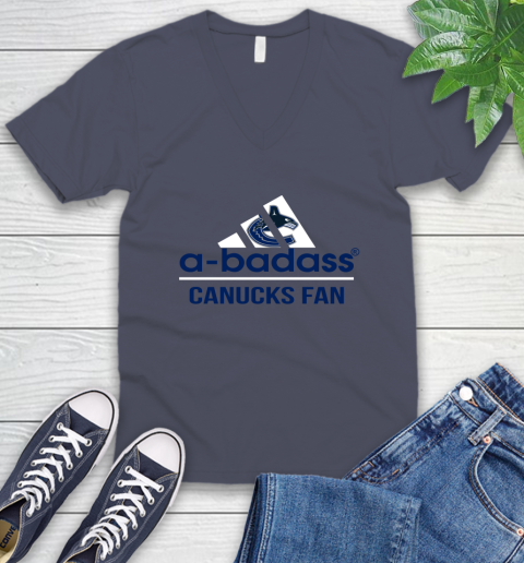 NHL A Badass Vancouver Canucks Fan Adidas Hockey Sports V-Neck T-Shirt nhl a badass vancouver canucks fan adidas hockey sports v neck t shirt 2687 5fjlj