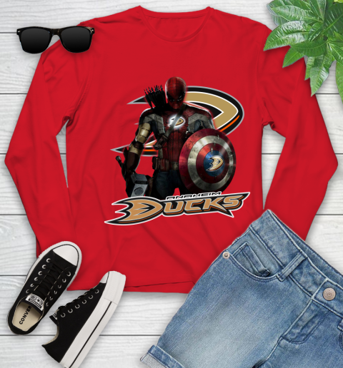 NHL Captain America Thor Spider Man Hawkeye Avengers Endgame Hockey Anaheim Ducks Youth Long Sleeve nhl captain america thor spider man hawkeye avengers endgame hockey anaheim ducks youth long sleeve 4741 8gzpg
