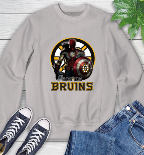 NHL Captain America Thor Spider Man Hawkeye Avengers Endgame Hockey Boston Bruins Sweatshirt nhl captain america thor spider man hawkeye avengers endgame hockey boston bruins sweatshirt 1739 ldba6