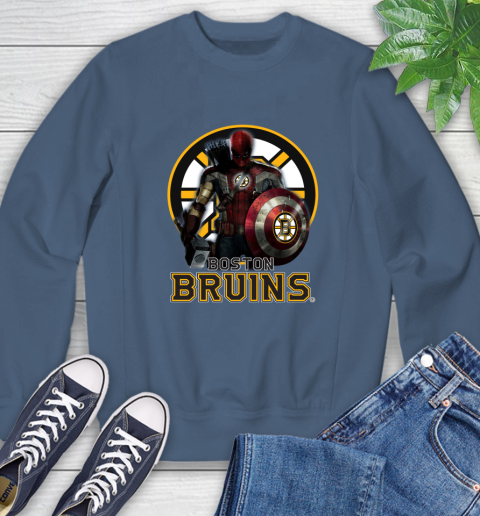 NHL Captain America Thor Spider Man Hawkeye Avengers Endgame Hockey Boston Bruins Sweatshirt nhl captain america thor spider man hawkeye avengers endgame hockey boston bruins sweatshirt 4036 6loem