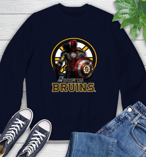 NHL Captain America Thor Spider Man Hawkeye Avengers Endgame Hockey Boston Bruins Sweatshirt nhl captain america thor spider man hawkeye avengers endgame hockey boston bruins sweatshirt 5366
