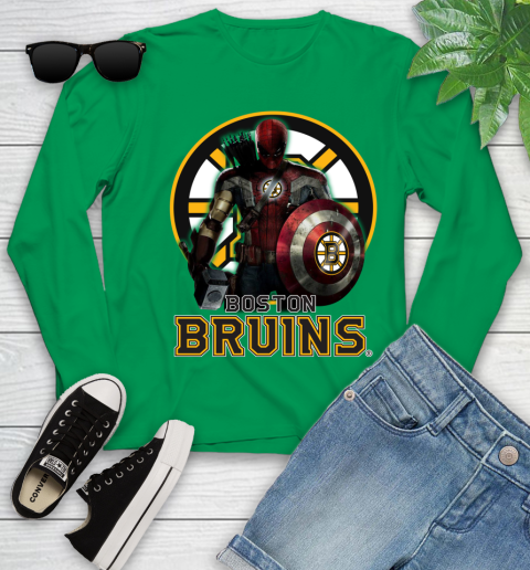NHL Captain America Thor Spider Man Hawkeye Avengers Endgame Hockey Boston Bruins Youth Long Sleeve nhl captain america thor spider man hawkeye avengers endgame hockey boston bruins youth long sleeve 1767 ly4aj
