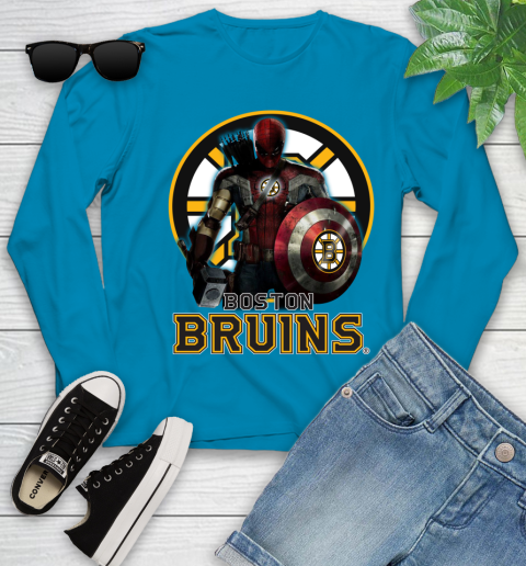 NHL Captain America Thor Spider Man Hawkeye Avengers Endgame Hockey Boston Bruins Youth Long Sleeve nhl captain america thor spider man hawkeye avengers endgame hockey boston bruins youth long sleeve 2887 gyews