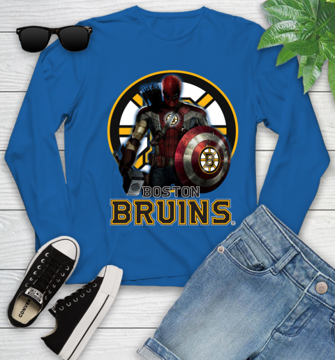 NHL Captain America Thor Spider Man Hawkeye Avengers Endgame Hockey Boston Bruins Youth Long Sleeve nhl captain america thor spider man hawkeye avengers endgame hockey boston bruins youth long sleeve 3495 z7iyz